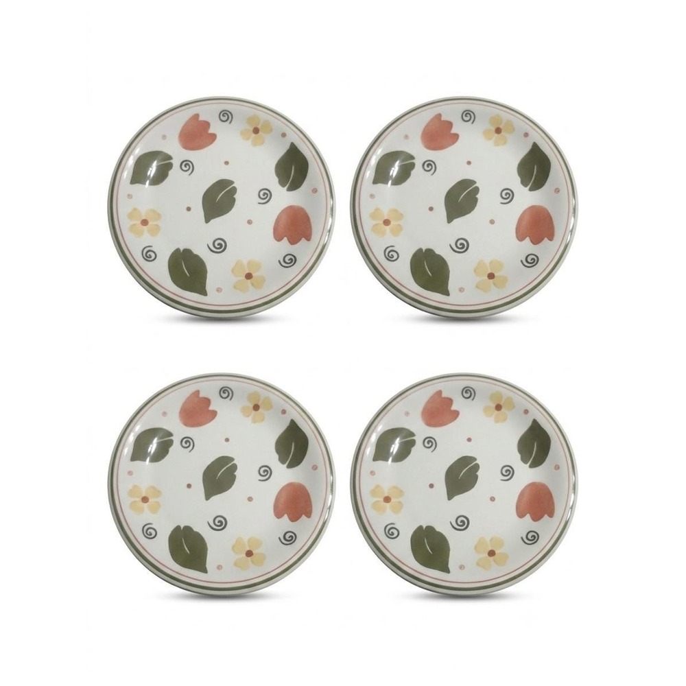 Pier 1 Imports Alessia Handpainted Dinner Plates Set of 4 Floral Swirl Italy